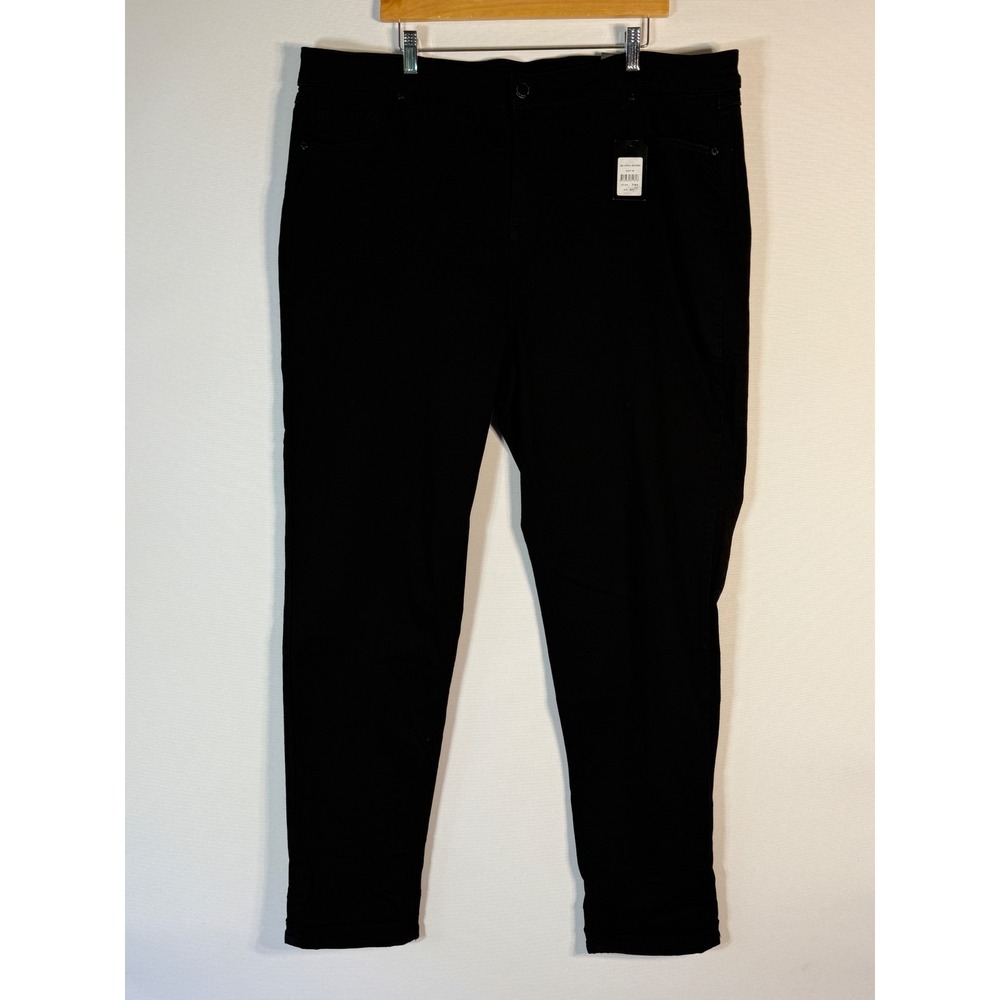 NEW Avenue Denim Jeans 22 Tall‎ Premium Stretch Rolled Cuff Girlfriend Black